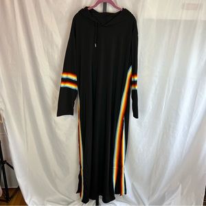 Chic Black Maxi Dress with Colorful Stripes